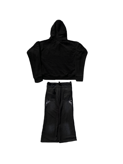 Sweat Suits Men Cropped Fit Drawstring Embroidery Hoodies and Sweatpants Oversized Streetwear Fall 2 Piece Outfits